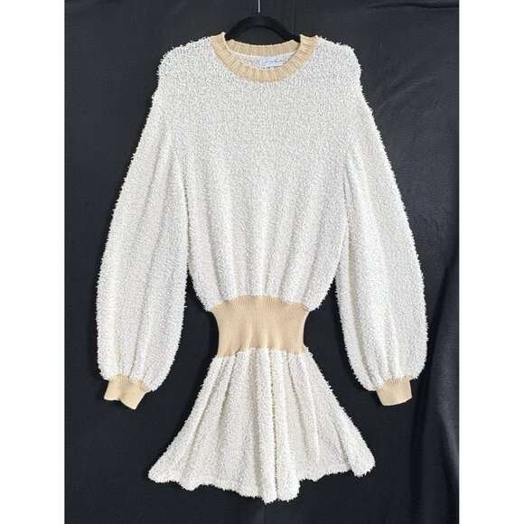 SABO SKIRT Women Dress Long Balloon Sleeves High Waist Knit Sz L Ivory 6-29 - Picture 4 of 16